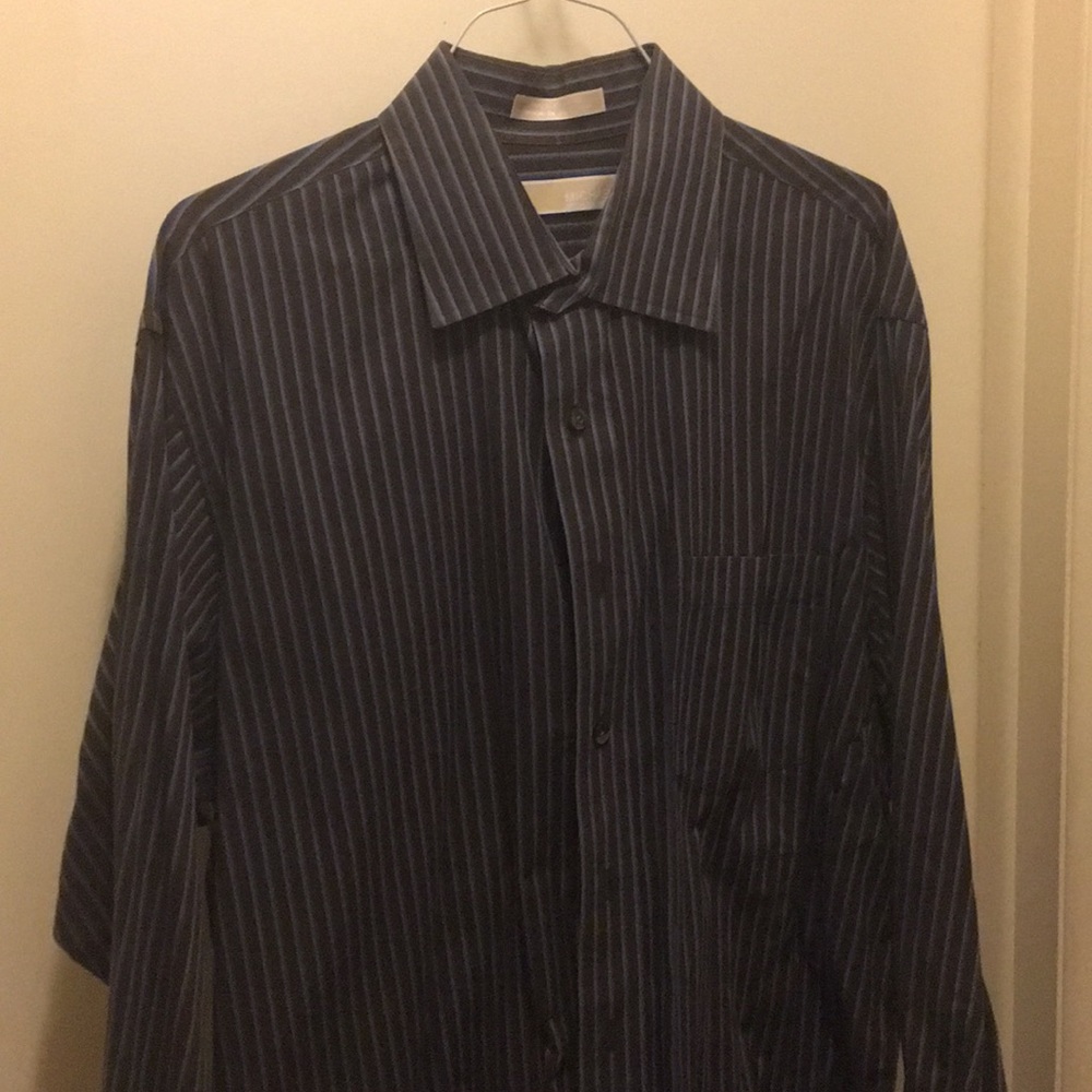 Michael Kors blue and brown striped button down